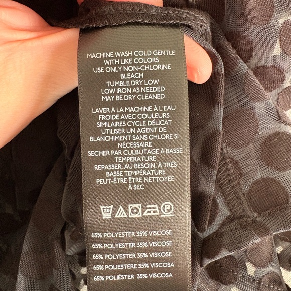 Maeve Anthropologie Smocked High-Neck Tiered Tank Black Sheer Polka Dot 3X NWT - Picture 7 of 7